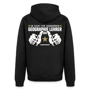 Professeur de géographie - Veste à capuche bio Premium Unisexe - noir - Dos - Nico (187cm)
