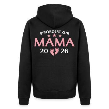 Mutter 2026 Befördert zur Mama - Unisex Premium Bio Zip Hoodie - Schwarz - Hinten - Nico (187cm)