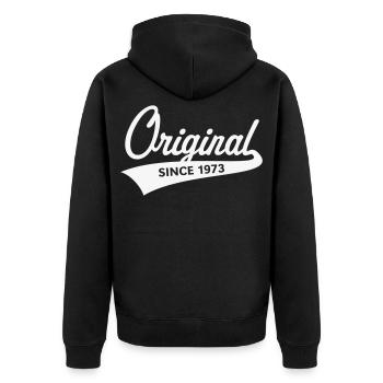 Original Since 1973 (Year of Birth, Birthday / W) - Unisex Premium Organic Zip Hoodie - black - Back - Nico (187cm)