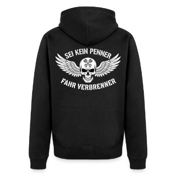 Moteur à combustion de l’attraction – Déclaration du crâne de motard - Veste à capuche bio Premium Unisexe - noir - Dos - Nico (187cm)