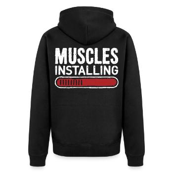 Muscles Installing Progress Bar Fitness Gym - Unisex Premium Organic Zip Hoodie - black - Back - Nico (187cm)