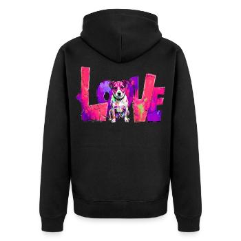 LOVE Gift for Jack Russell Owner Dog Fans - Unisex Premium Organic Zip Hoodie - black - Back - Nico (187cm)