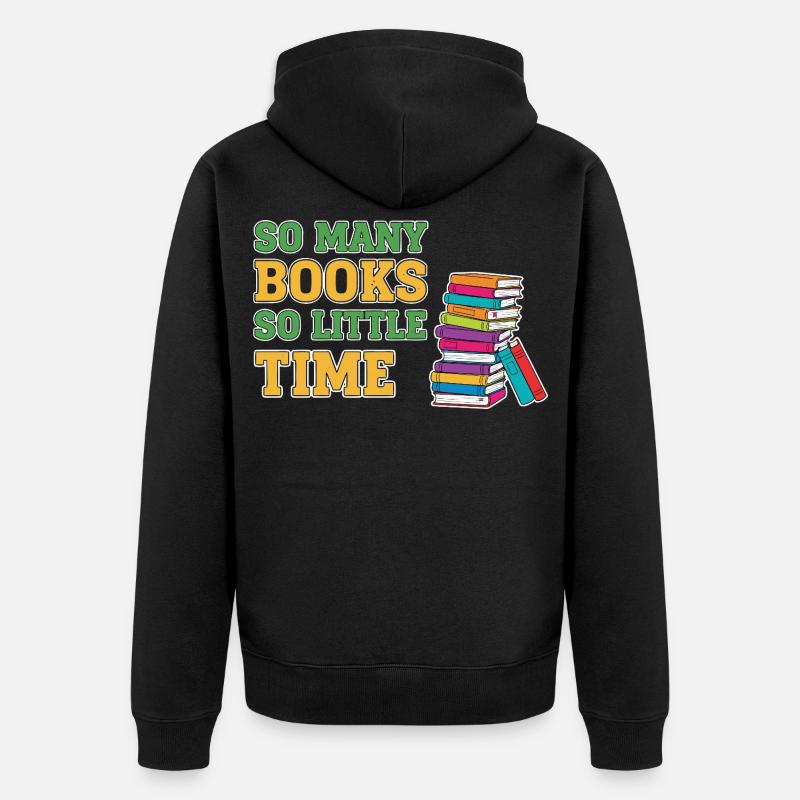 Bücherwurm Lesen Buch - Unisex Premium Bio Zip Hoodie - Schwarz