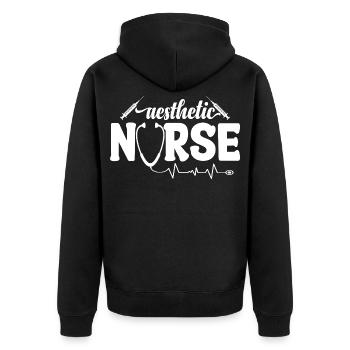  Aesthetic Nurse Med Spa Dermatology Botox - Unisex Premium Organic Zip Hoodie - black - Back - Nico (187cm)