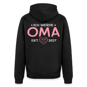 Ich werde Oma 2027 – Stolze Großmutter - Unisex Premium Bio Zip Hoodie - Schwarz - Hinten - Nico (187cm)