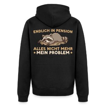 Pension Abschied Beamter Renteneintritt Waschbär - Unisex Premium Bio Zip Hoodie - Schwarz - Hinten - Nico (187cm)