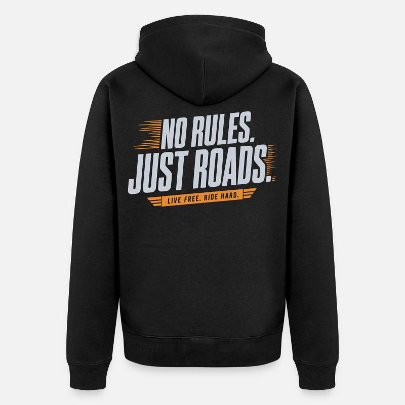 No Rules Just Roads - Unisex Premium Bio Zip Hoodie - Schwarz