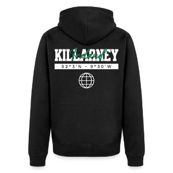 Killarney Irland Koordinaten Reise Souvenir - Unisex Premium Bio Zip Hoodie - Schwarz - Hinten - Nico (187cm)