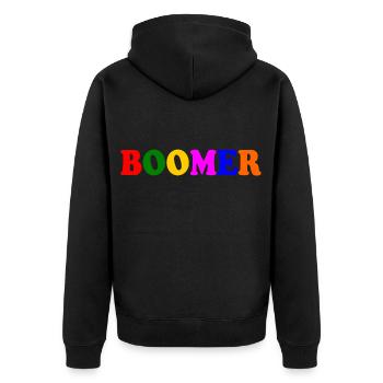 Boomer - Unisex Premium Bio Zip Hoodie - Schwarz - Hinten - Nico (187cm)