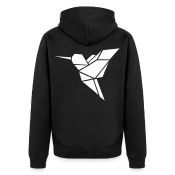 Bird Hummingbird Origami Geometric Birds White - Unisex Premium Organic Zip Hoodie - black - Back - Nico (187cm)