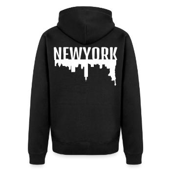 New York - Unisex Premium Organic Zip Hoodie - black - Back - Nico (187cm)