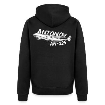 Antonov AN-225 Flugzeug strategisches Luftfrachtfl - Unisex Premium Bio Zip Hoodie - Schwarz - Hinten - Nico (187cm)