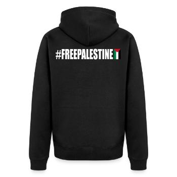 Free palestine - Unisex Premium Bio Zip Hoodie - Schwarz - Hinten - Nico (187cm)