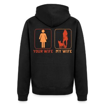 French bulldog your wife my wife - Unisex Premium Organic Zip Hoodie - black - Back - Nico (187cm)