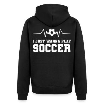 Fußball Fussball Fußballer Fußballspieler Trainer - Unisex Premium Bio Zip Hoodie - Schwarz - Hinten - Nico (187cm)
