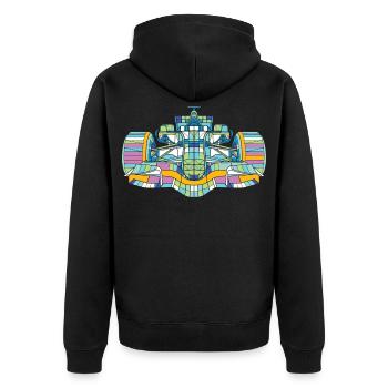 Rennauto Bunt - Unisex Premium Bio Zip Hoodie - Schwarz - Hinten - Nico (187cm)