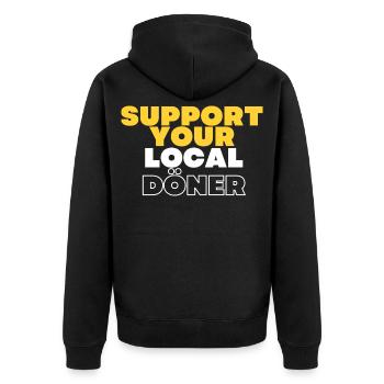 Döner Kebab Dönerliebhaber - Unisex Premium Bio Zip Hoodie - Schwarz - Hinten - Nico (187cm)