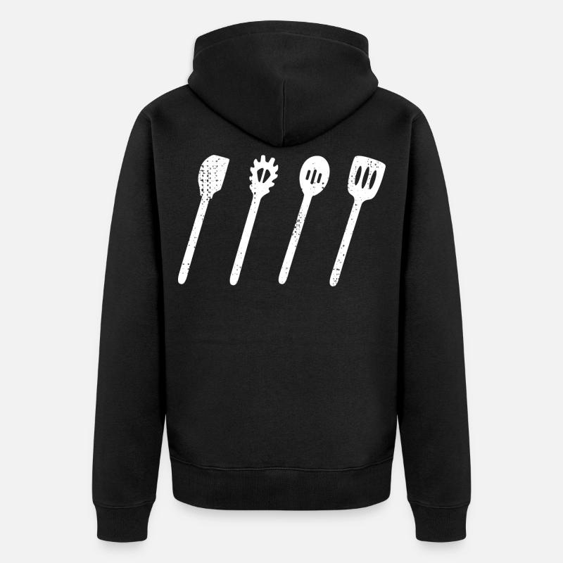 Cuillère en bois ensemble dessin - Veste à capuche bio Premium Unisexe - noir