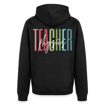 Physik Lehrerin Schule Geschenk - Unisex Premium Bio Zip Hoodie - Schwarz - Hinten - Nico (187cm)