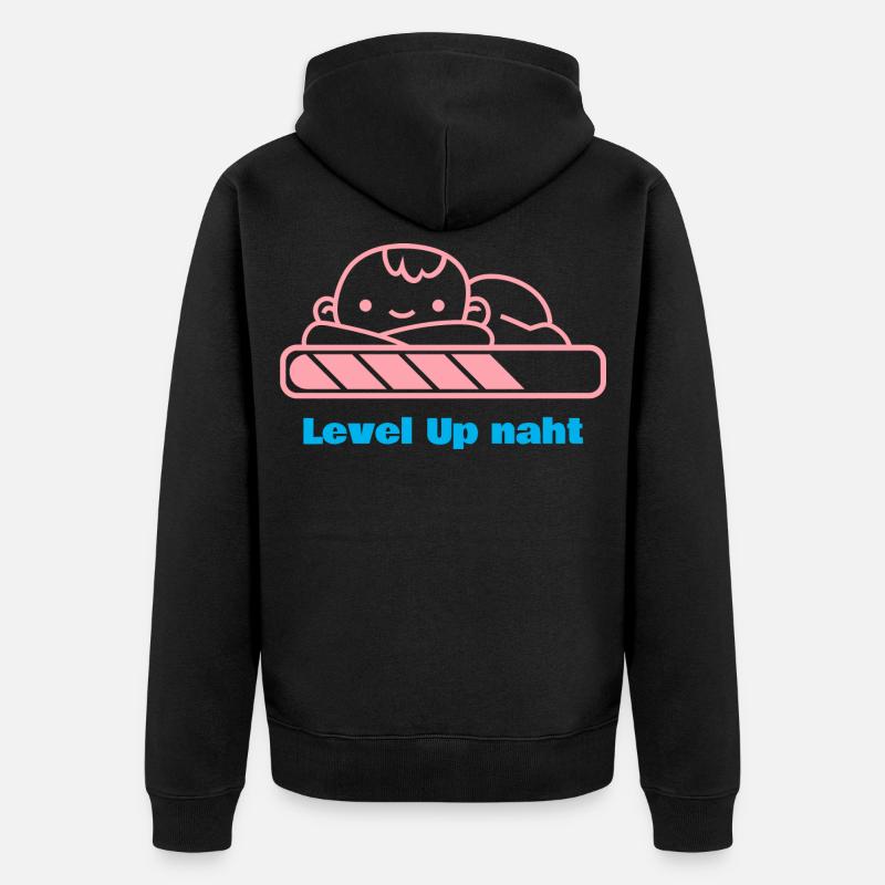 Level Up, Bald-Papa! - Unisex Premium Bio Zip Hoodie - Schwarz