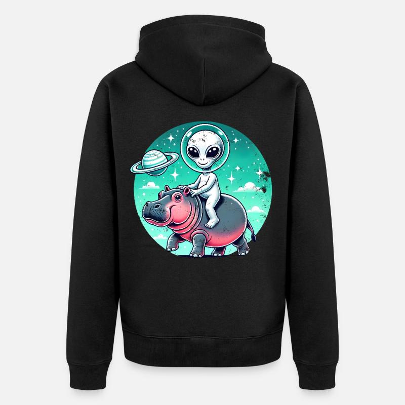 Alien sur Nielpferd - Veste à capuche bio Premium Unisexe - noir