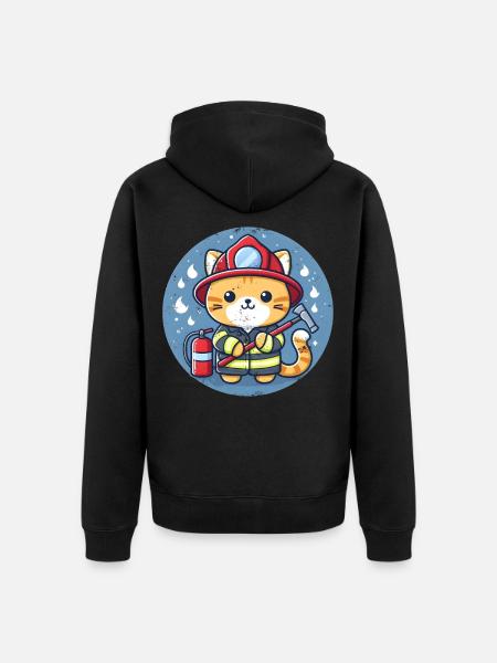 Firefighter Cat - Unisex Premium Organic Zip Hoodie - black