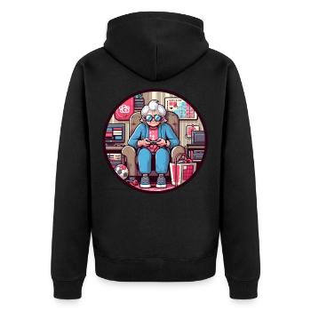 Gamer Granny - Unisex Premium Organic Zip Hoodie - black - Back - Nico (187cm)