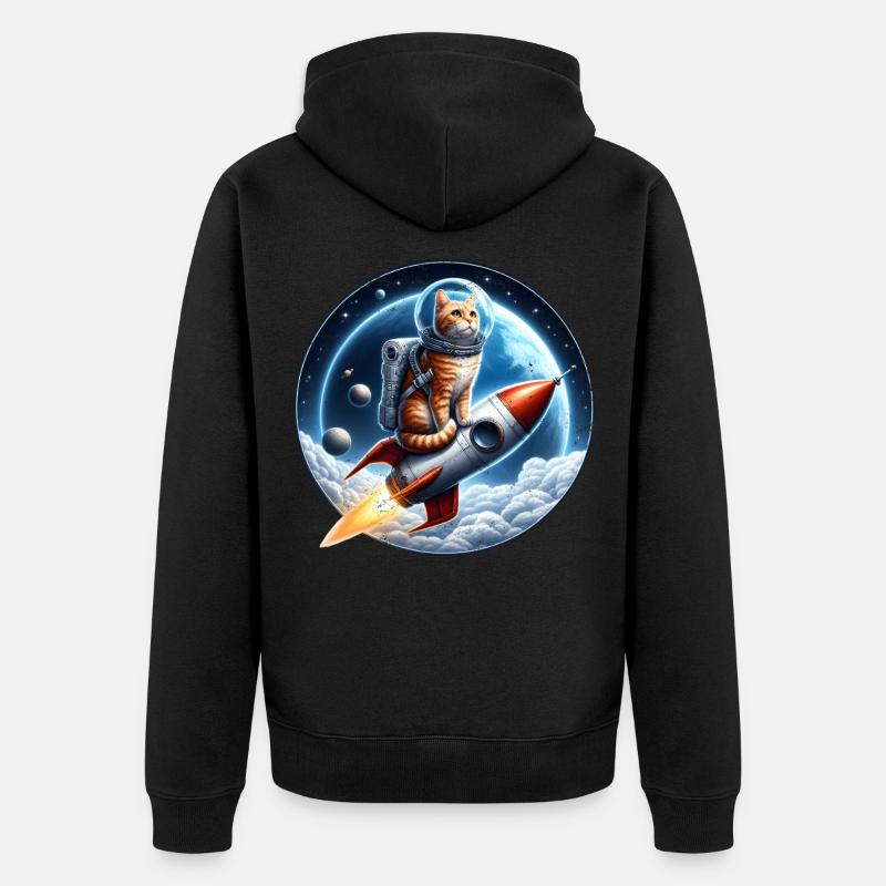 Chat astronaute - Veste à capuche bio Premium Unisexe - noir