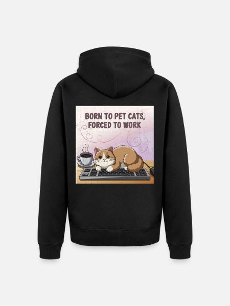 Cat Lover Worker - Unisex Premium Organic Zip Hoodie - black