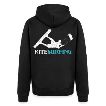 Ride the Wind – Kitesurf Style - Unisex Premium Organic Zip Hoodie - black - Back - Nico (187cm)