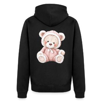Mignon bébé ours en peluche - Veste à capuche bio Premium Unisexe - noir - Dos - Nico (187cm)