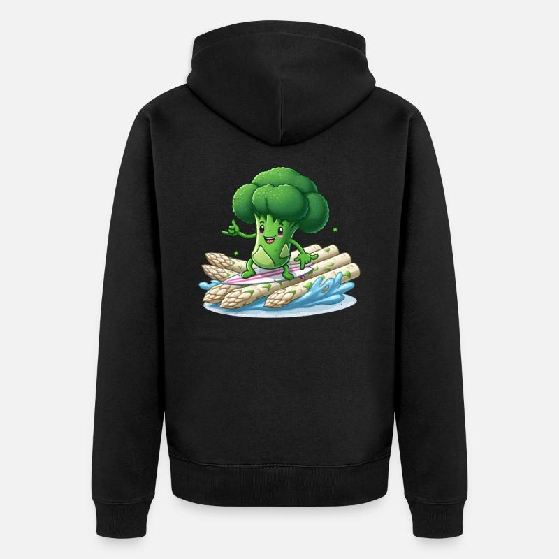 Brocoli Vegan Surfer aux asperges - Veste à capuche bio Premium Unisexe - noir