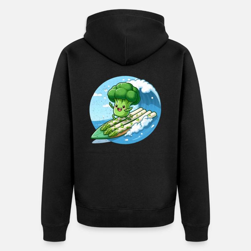 Le brocoli surfe sur les asperges - Veste à capuche bio Premium Unisexe - noir