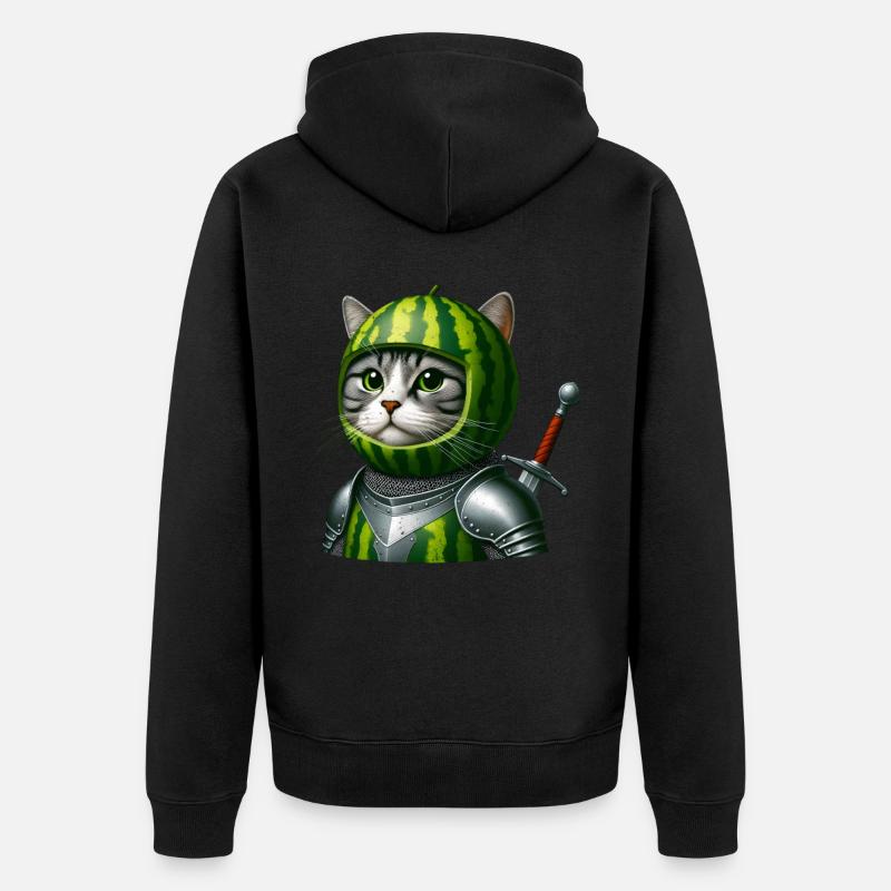 Chevalier chat pastèque - Veste à capuche bio Premium Unisexe - noir