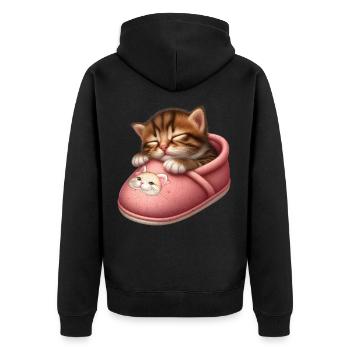 Chaton chaton dormant dans une chaussure - Veste à capuche bio Premium Unisexe - noir - Dos - Nico (187cm)