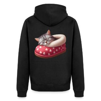 Chaton chaton dormant dans une chaussure - Veste à capuche bio Premium Unisexe - noir - Dos - Nico (187cm)