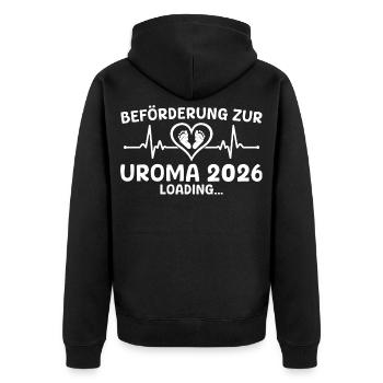 Werdende Uroma 2026 loading - Urgroßmutter - Unisex Premium Bio Zip Hoodie - Schwarz - Hinten - Nico (187cm)