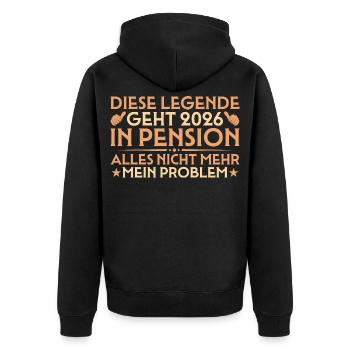 Pension 2026 Kollege Abschied - Pensionär Geschenk - Unisex Premium Bio Zip Hoodie - Schwarz - Hinten - Nico (187cm)