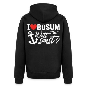 Vacances à la mer du Nord BÜSUM WATT AUTREMENT DRÔLE - Veste à capuche bio Premium Unisexe - noir - Dos - Nico (187cm)