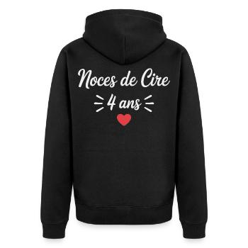 4 Year Anniversary Wax Wedding Anniversary - Unisex Premium Organic Zip Hoodie - black - Back - Nico (187cm)