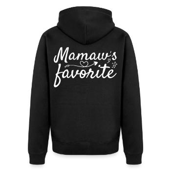 Grandma Mamaw's favourite piece - Unisex Premium Organic Zip Hoodie - black - Back - Nico (187cm)