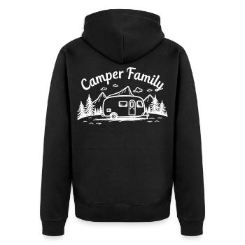 Camper Family Campingbus Berge Abenteuer - Unisex Premium Bio Zip Hoodie - Schwarz - Hinten - Nico (187cm)