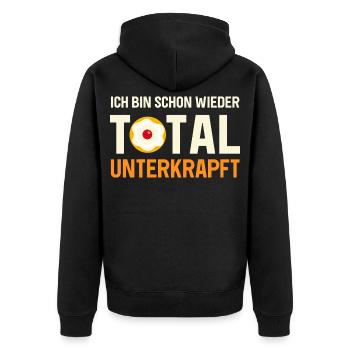Total Unterkraft Fasching Kölsch Outfit Frauen - Unisex Premium Bio Zip Hoodie - Schwarz - Hinten - Nico (187cm)