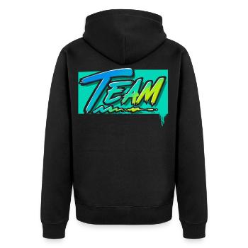 Team - Unisex Premium Organic Zip Hoodie - black - Back - Nico (187cm)