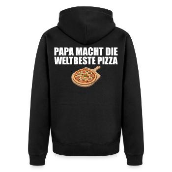 Pizza baker dad makes the world's best pizza - Unisex Premium Organic Zip Hoodie - black - Back - Nico (187cm)