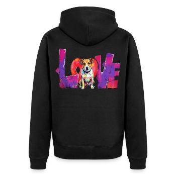 Love Dog Jack Russell Terrier Graffiti Design - Unisex Premium Bio Zip Hoodie - Schwarz - Hinten - Nico (187cm)