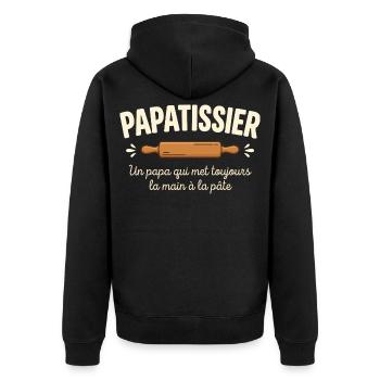 Papa Pâtissier Boulanger Humour Papatissier - Veste à capuche bio Premium Unisexe - noir - Dos - Nico (187cm)