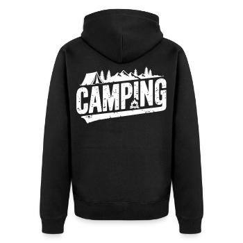 Camping, tente d’aventure en plein air en montagne - Veste à capuche bio Premium Unisexe - noir - Dos - Nico (187cm)