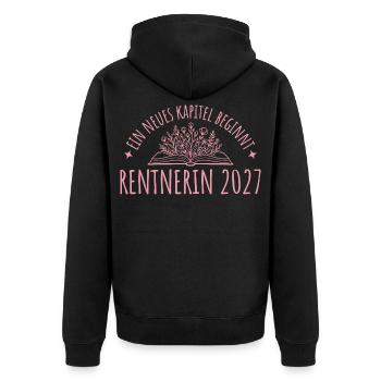 Rente Abschied 2027 Kollegin Neues Kapitel - Unisex Premium Bio Zip Hoodie - Schwarz - Hinten - Nico (187cm)