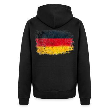 Grunge German Flag - Unisex Premium Organic Zip Hoodie - black - Back - Nico (187cm)